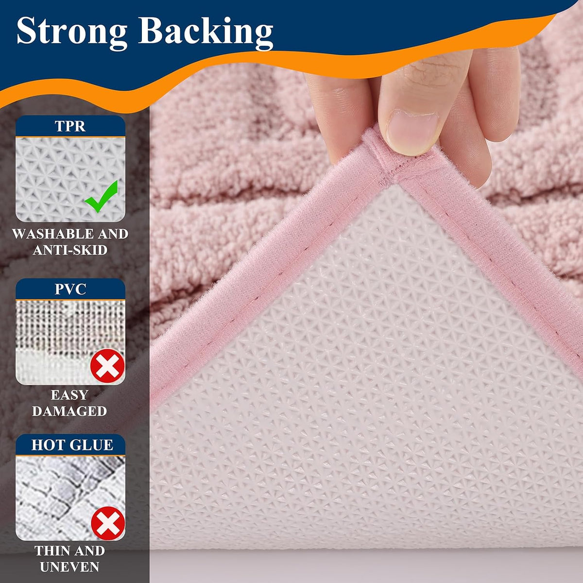 Bathroom Rugs Sets 5 Piece, Non Slip Washable Bath Mat Set