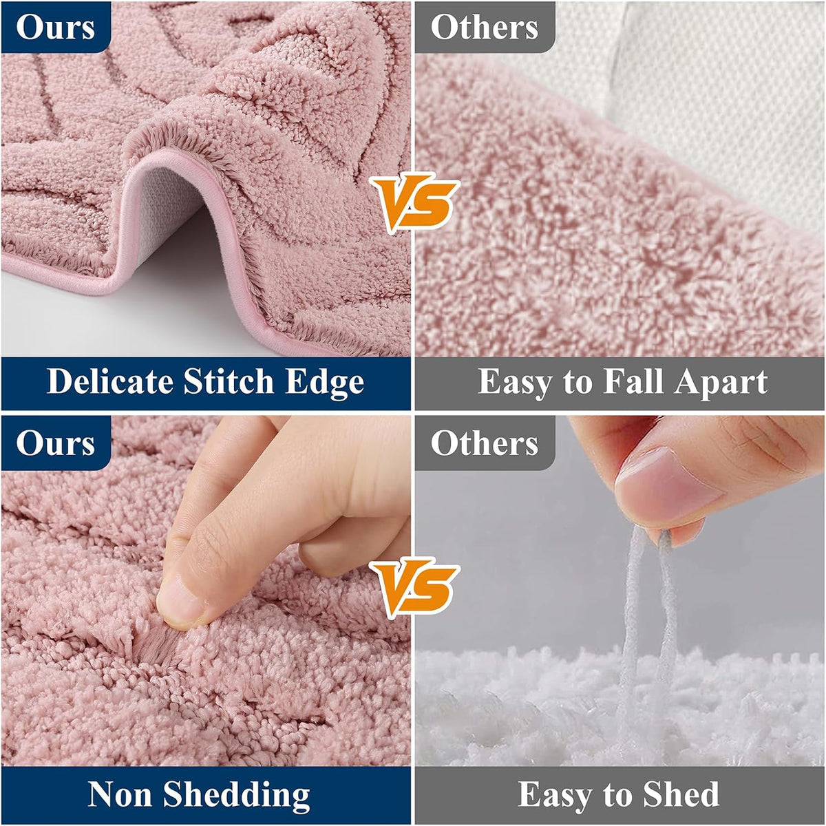 Bathroom Rugs Sets 5 Piece, Non Slip Washable Bath Mat Set