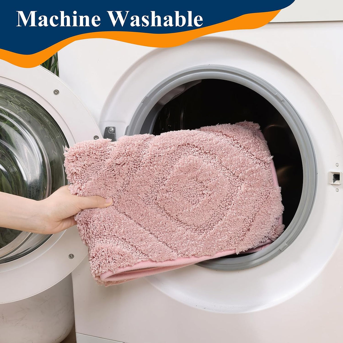 Bathroom Rugs Sets 5 Piece, Non Slip Washable Bath Mat Set