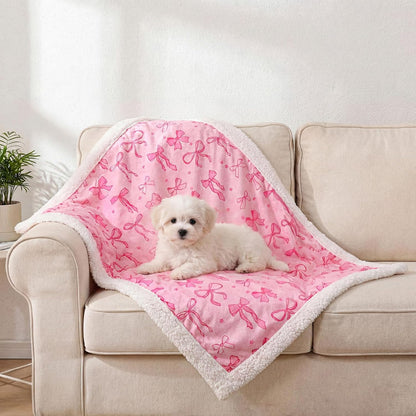 Waterproof Dog Blankets for Small Dogs Cute Pink Bow 40"x28"