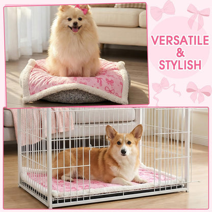 Waterproof Dog Blankets for Small Dogs Cute Pink Bow 40"x28"
