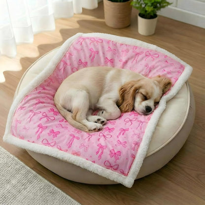 Waterproof Dog Blankets for Small Dogs Cute Pink Bow 40"x28"