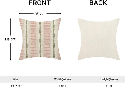 Boho Pillow Covers 18x18 Set of 2 Sage Green Pink Stripe Polka Dot Throw Pillow Covers Outdoor Decoration Modern Abstract Decorative Pillowcase Farmhouse Linen Cushion Case Decor for Couch So