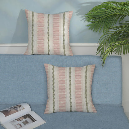 Boho Pillow Covers 18x18 Set of 2 Sage Green Pink Stripe Polka Dot Throw Pillow Covers Outdoor Decoration Modern Abstract Decorative Pillowcase Farmhouse Linen Cushion Case Decor for Couch So