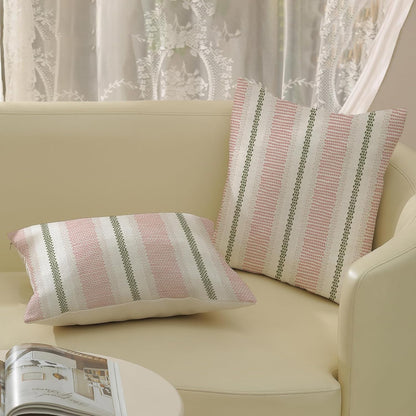 Boho Pillow Covers 18x18 Set of 2 Sage Green Pink Stripe Polka Dot Throw Pillow Covers Outdoor Decoration Modern Abstract Decorative Pillowcase Farmhouse Linen Cushion Case Decor for Couch So