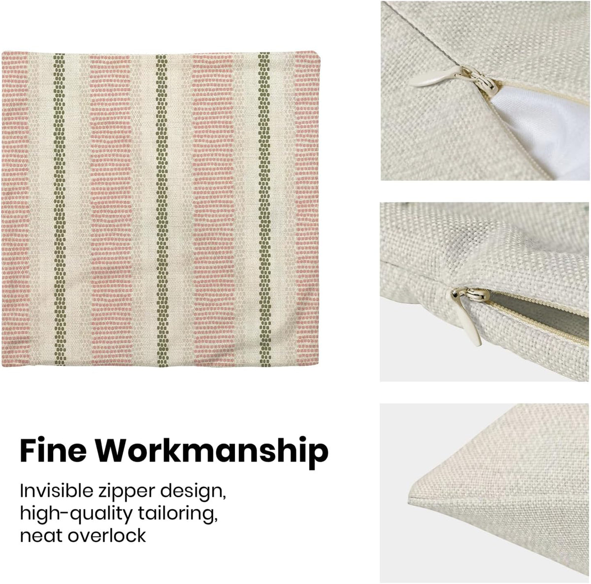 Boho Pillow Covers 18x18 Set of 2 Sage Green Pink Stripe Polka Dot Throw Pillow Covers Outdoor Decoration Modern Abstract Decorative Pillowcase Farmhouse Linen Cushion Case Decor for Couch So