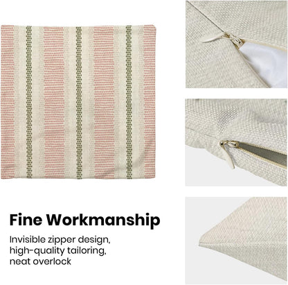 Boho Pillow Covers 18x18 Set of 2 Sage Green Pink Stripe Polka Dot Throw Pillow Covers Outdoor Decoration Modern Abstract Decorative Pillowcase Farmhouse Linen Cushion Case Decor for Couch So
