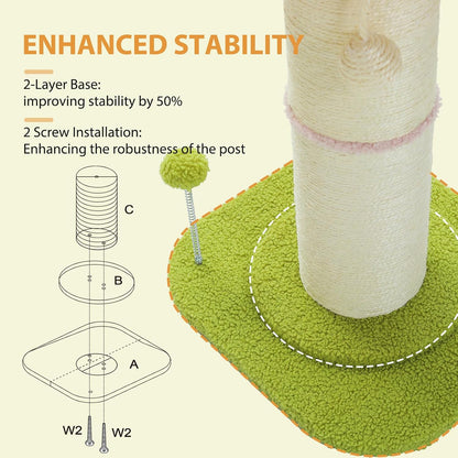 Flower Cat Scratching Post, Super Thick 5.5in Sisal Post, Pink