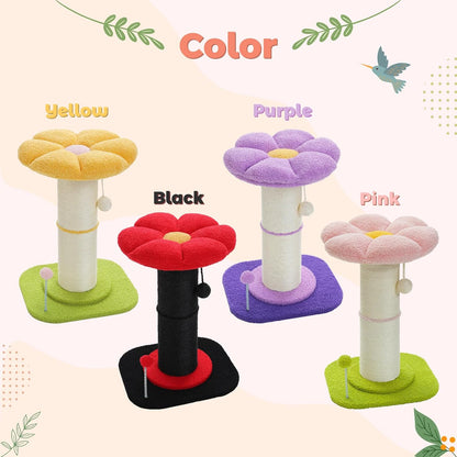 Flower Cat Scratching Post, Super Thick 5.5in Sisal Post, Pink