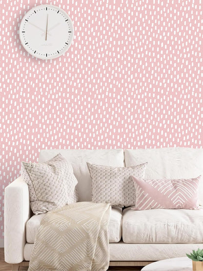 Peel and Stick Wallpaper Pink White Girly Kids Room 17.3in x32.8ft