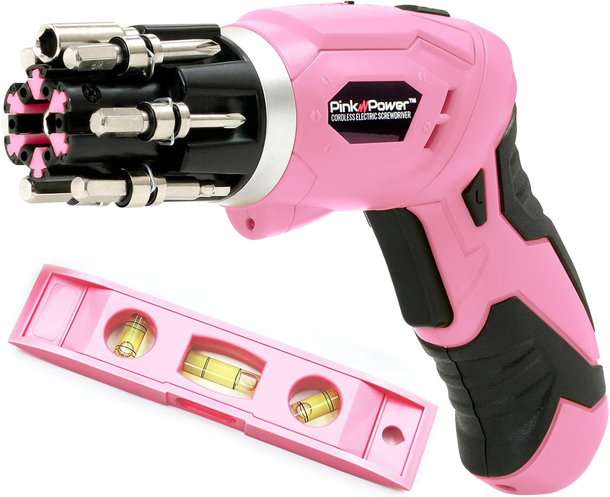 Cordless Electric Screwdriver Set 3.6V Rechargeable Women Level