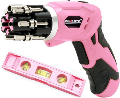 Cordless Electric Screwdriver Set 3.6V Rechargeable Women Level