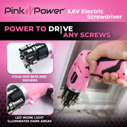 Cordless Electric Screwdriver Set 3.6V Rechargeable Women Level