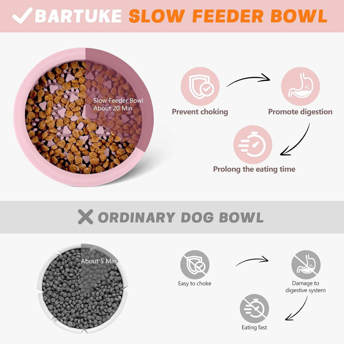 Silicone Dog Lick Bowl, Slow Feeder Dog Bowls with Strong Suction, Pink