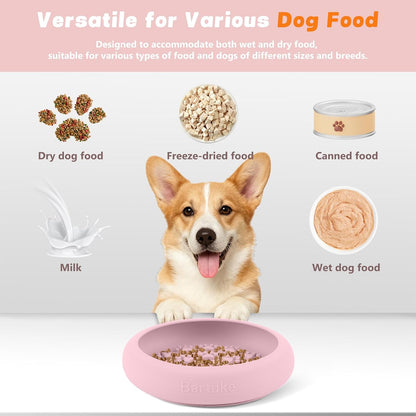 Silicone Dog Lick Bowl, Slow Feeder Dog Bowls with Strong Suction, Pink