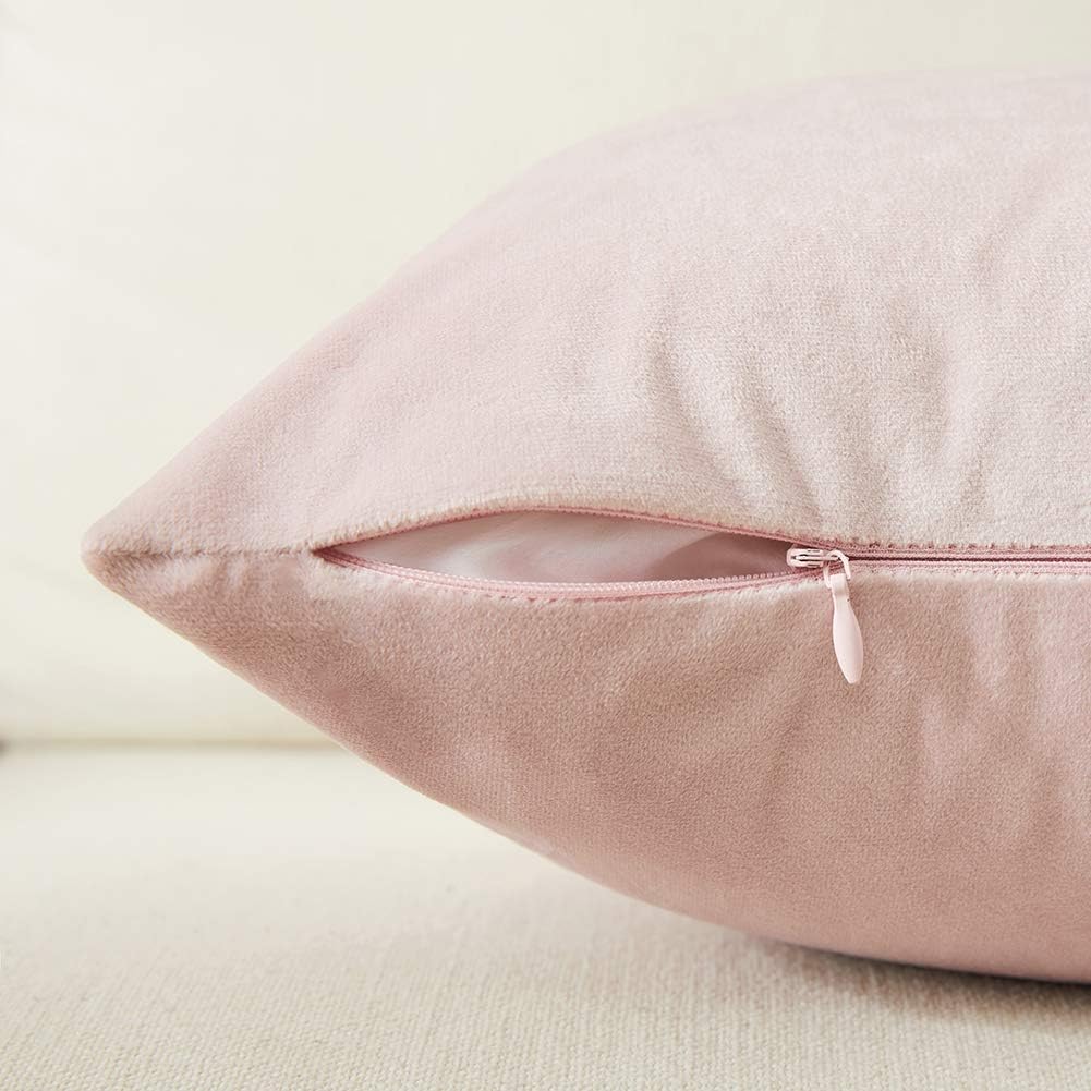 2 Packs Decorative Throw Pillow Covers 18x18 Inch for Living Room Couch Bedroom, Blush Pink and White Velvet Patchwork with Gold Leather, Luxury Modern Home Decor Cute Cushion Case 45x45 cm