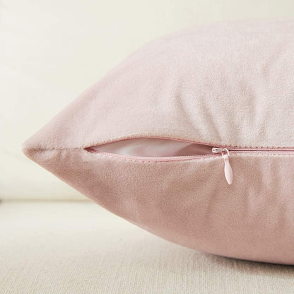 2 Packs Decorative Throw Pillow Covers 18x18 Inch for Living Room Couch Bedroom, Blush Pink and White Velvet Patchwork with Gold Leather, Luxury Modern Home Decor Cute Cushion Case 45x45 cm