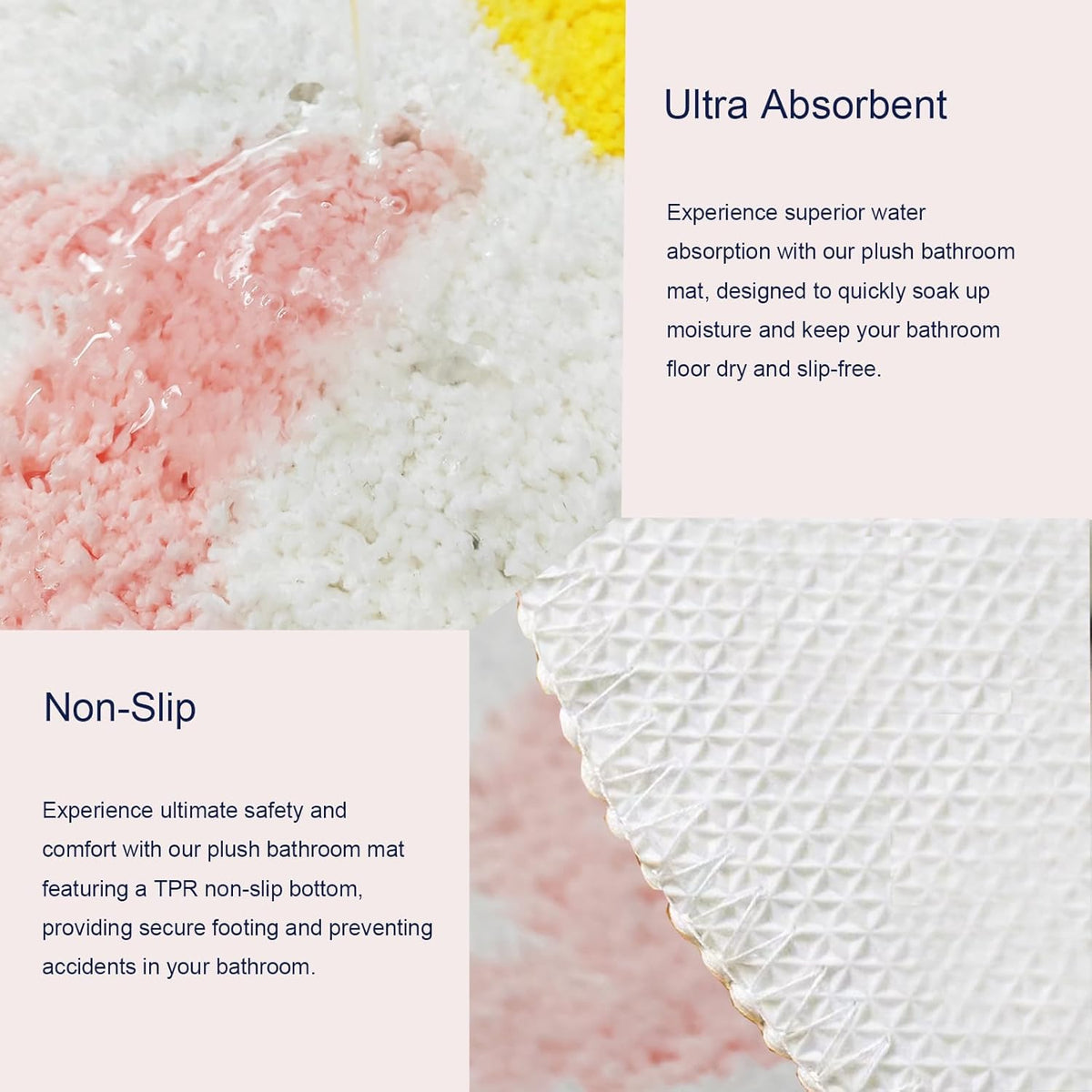 YRXRUS Flower Bath Mat, Light Pink Bathroom Rug, Beauty Bath Mats, Ultra Soft Microfiber Bath Rug, Machine Washable Flower Rug, Shower Bathtub Mat Gift Aesthetic Summer Room Decor, 23.6x23.6 in