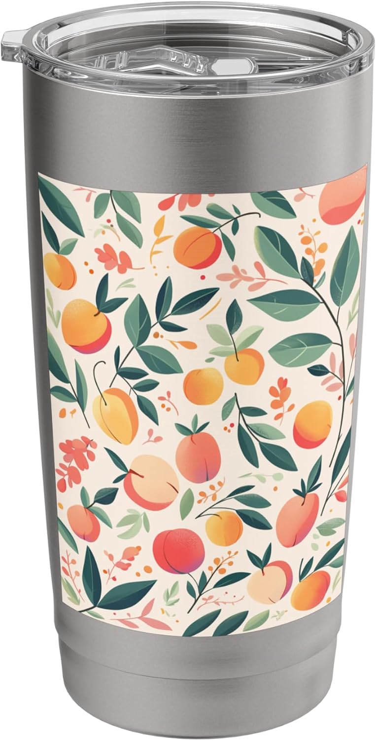 Cute Peach Pattern Art Vintage Fruit Stainless Steel Insulated Tumbler