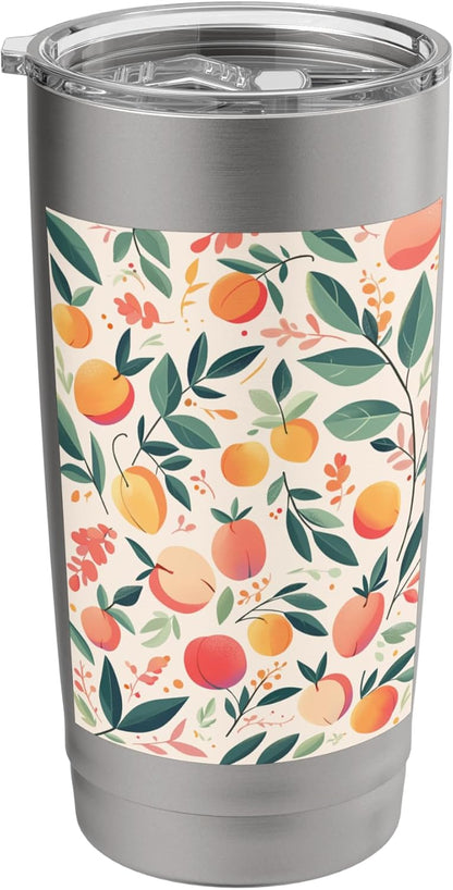 Cute Peach Pattern Art Vintage Fruit Stainless Steel Insulated Tumbler