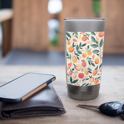 Cute Peach Pattern Art Vintage Fruit Stainless Steel Insulated Tumbler