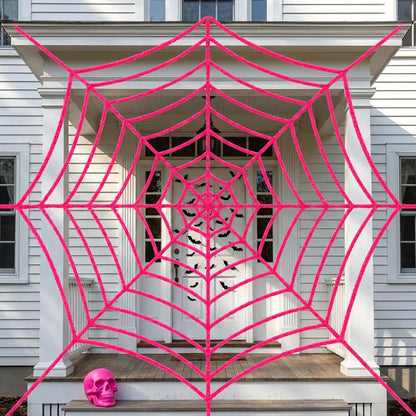 11.81 Ft Halloween Pink Spider Web Decoration, Cute Cobweb Wall Decor