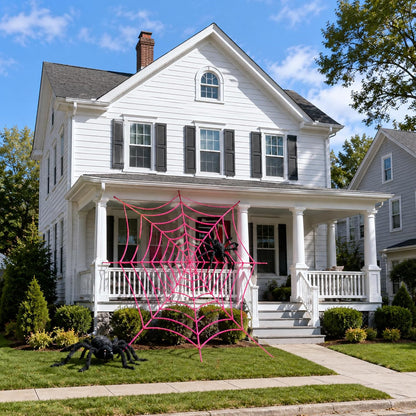 11.81 Ft Halloween Pink Spider Web Decoration, Cute Cobweb Wall Decor