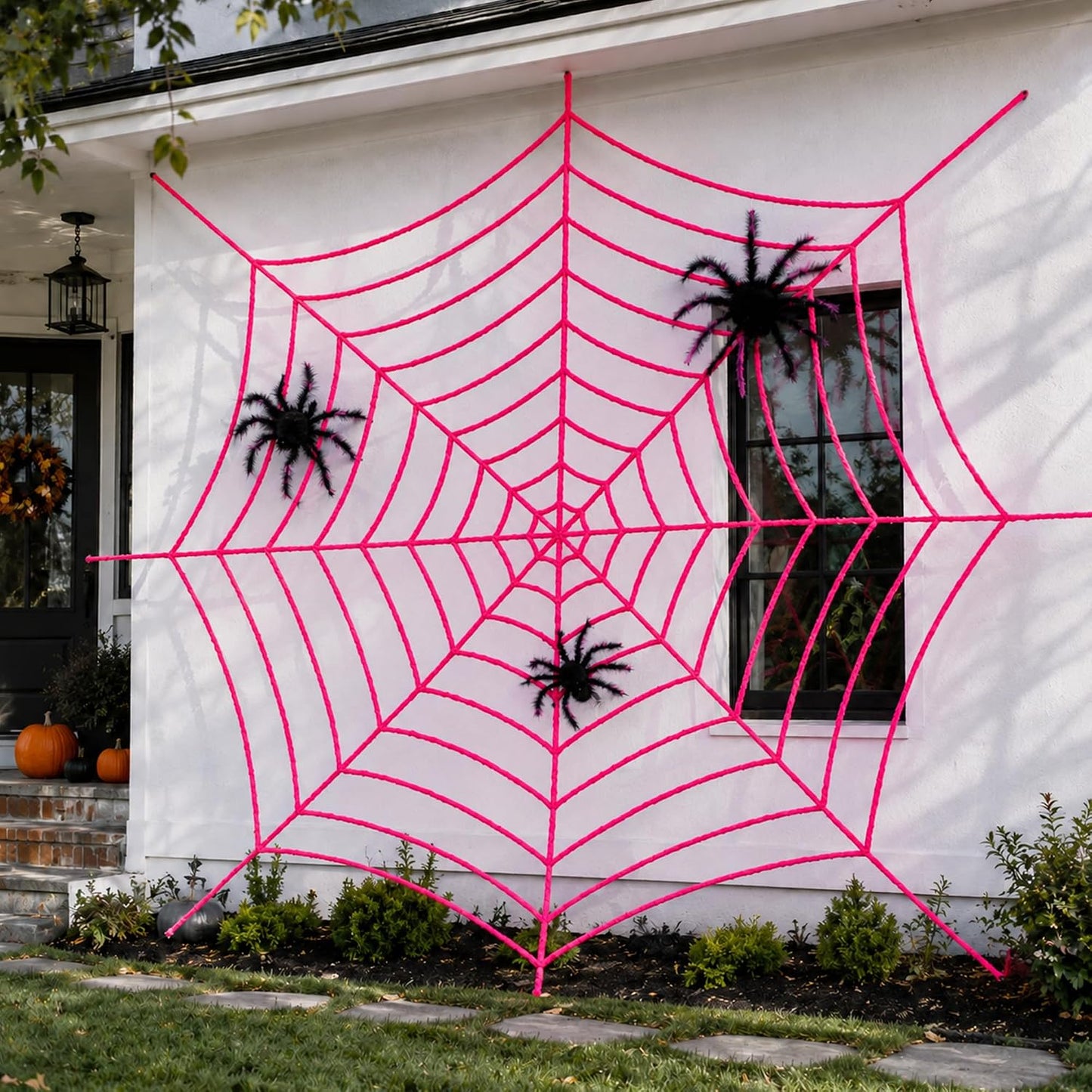 11.81 Ft Halloween Pink Spider Web Decoration, Cute Cobweb Wall Decor