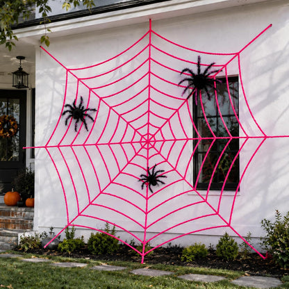 11.81 Ft Halloween Pink Spider Web Decoration, Cute Cobweb Wall Decor