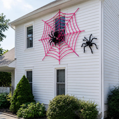 11.81 Ft Halloween Pink Spider Web Decoration, Cute Cobweb Wall Decor