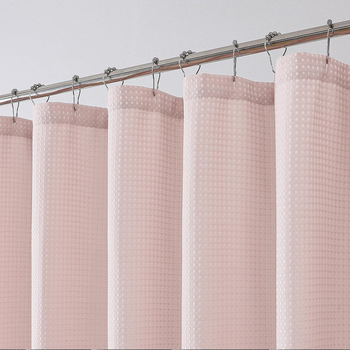 Blush Waffle Weave Fabric Shower Curtain, Textured Heavy Cloth Shower Curtains for Bathroom, Water Repellent Soft Hotel Spa Luxury Elegant Bath Curtain, Machine Washable, Blush, 72x78 Inch
