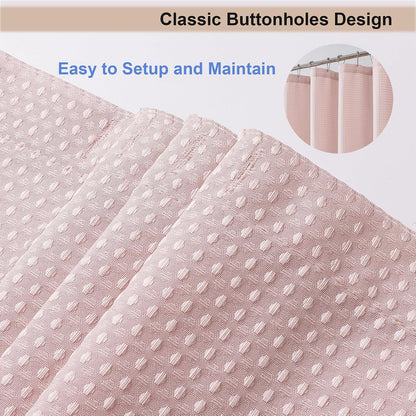 Blush Waffle Weave Fabric Shower Curtain, Textured Heavy Cloth Shower Curtains for Bathroom, Water Repellent Soft Hotel Spa Luxury Elegant Bath Curtain, Machine Washable, Blush, 72x78 Inch