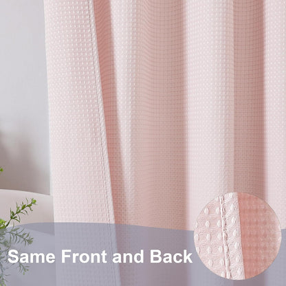 Blush Waffle Weave Fabric Shower Curtain, Textured Heavy Cloth Shower Curtains for Bathroom, Water Repellent Soft Hotel Spa Luxury Elegant Bath Curtain, Machine Washable, Blush, 72x78 Inch