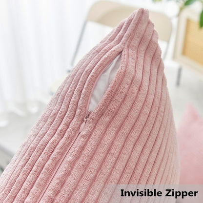 12x20 Pillow Covers Set of 2 Rectangle Throw Pillow Striped Corduroy Oblong Throw Pillowcases for Lumbar Pillows Girl's Room Decor 12 x 20 inch, Baby Pink