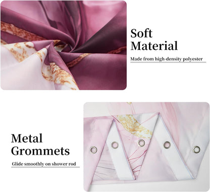 Pink Marble Shower Curtain with Hooks for Bathroom 72x72 Inch
