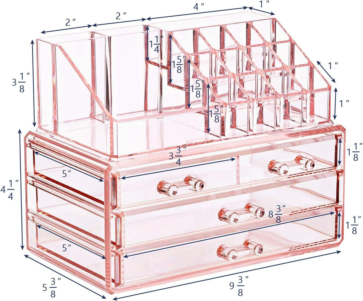 Acrylic Clear Makeup Cosmetics Lip Gloss Organizer,Pink