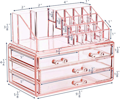 Acrylic Clear Makeup Cosmetics Lip Gloss Organizer,Pink