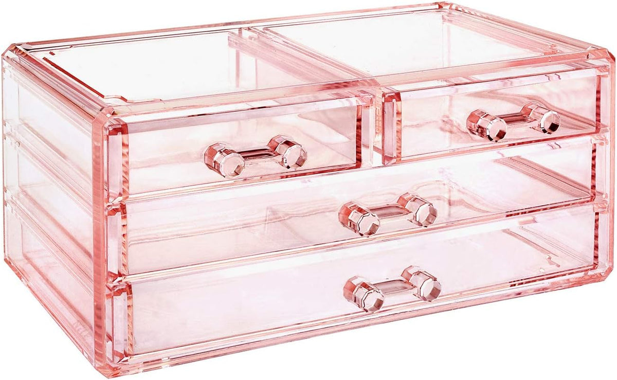 Acrylic Clear Makeup Cosmetics Lip Gloss Organizer,Pink