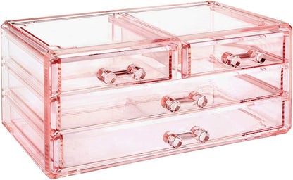 Acrylic Clear Makeup Cosmetics Lip Gloss Organizer,Pink