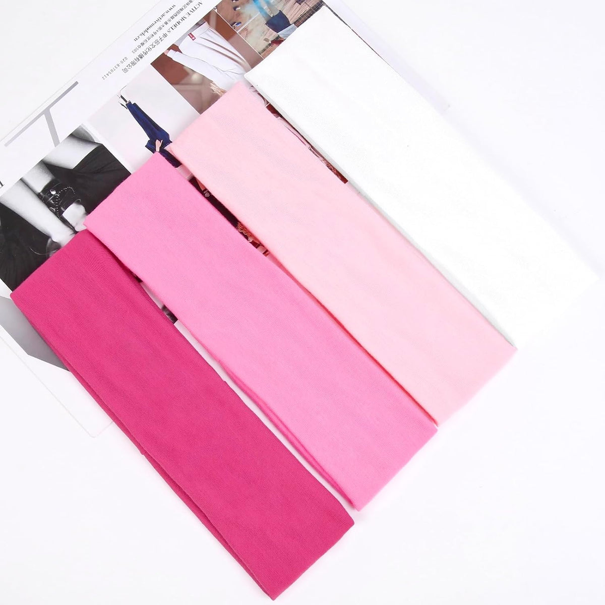Pink Headbands for Women Valentines Day 16 Pack Elastic Hair Bands for Women' Hair Non Slip Soft Cloth Fabric Trendy Head Bands, White & Pink