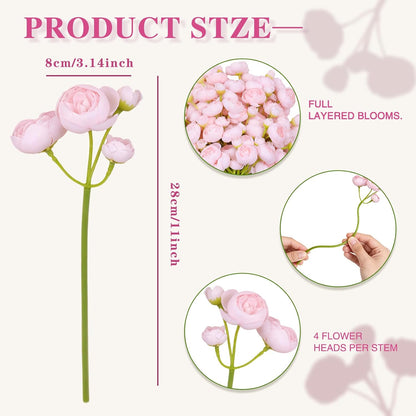 32Pcs Light Pink Ranunculus Artificial Flowers DIY Home Wedding