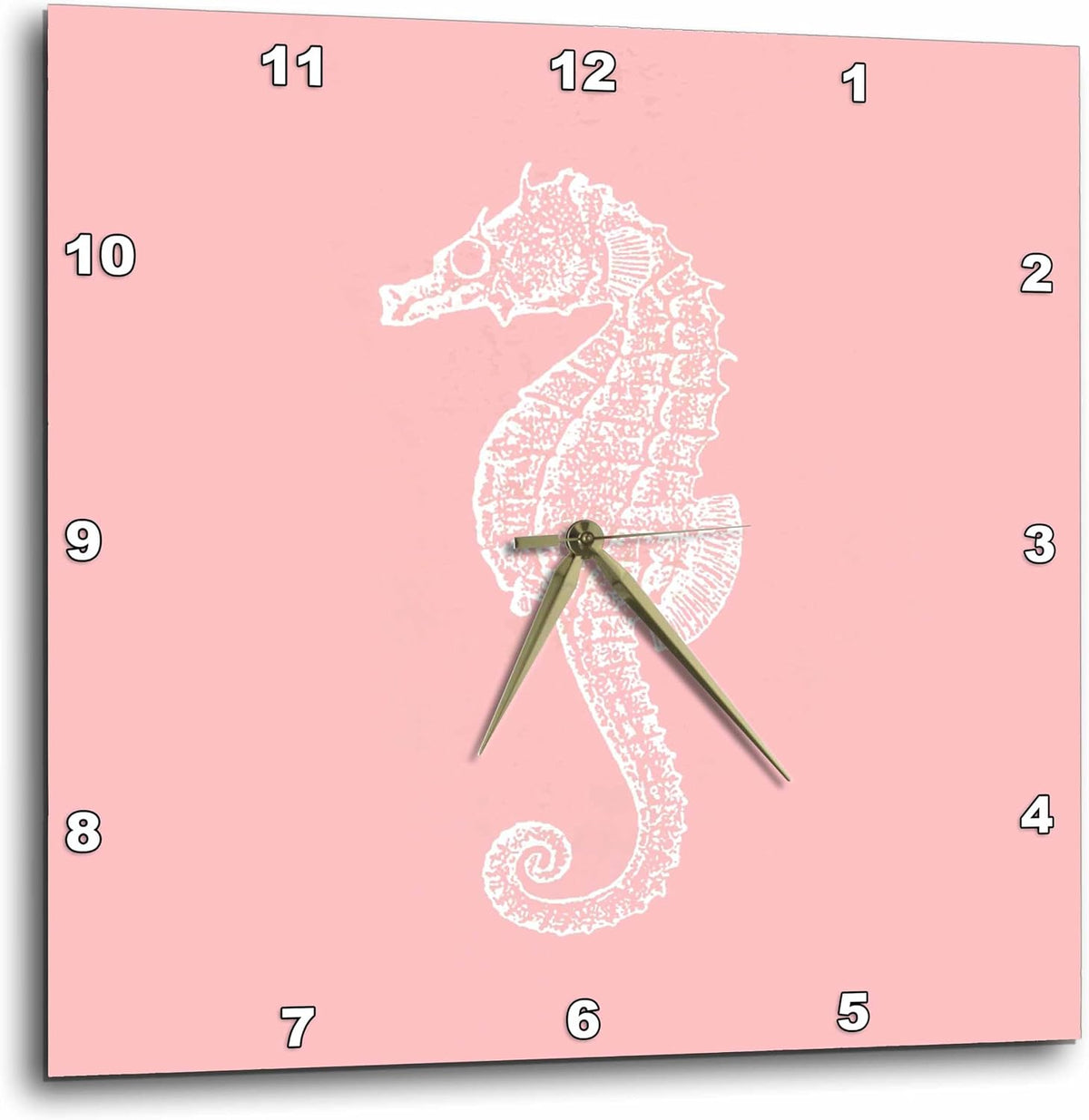 Coral Pink Seahorse Print. Sea Horse. Ocean Marine Beach Aquarium 13x13 Wall Clock