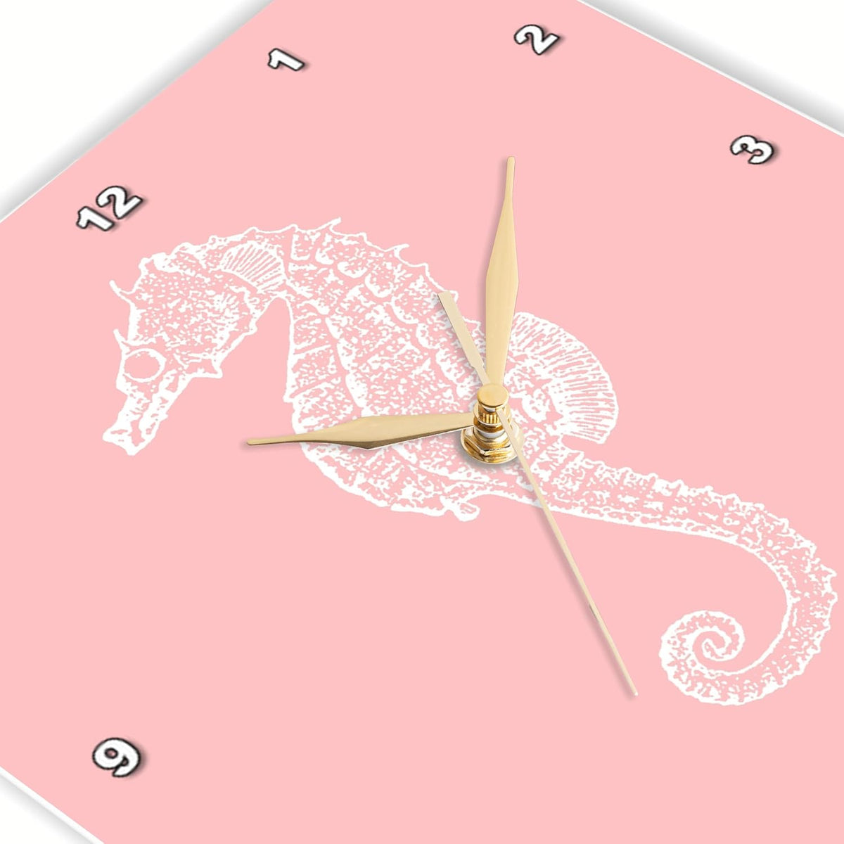 Coral Pink Seahorse Print. Sea Horse. Ocean Marine Beach Aquarium 13x13 Wall Clock