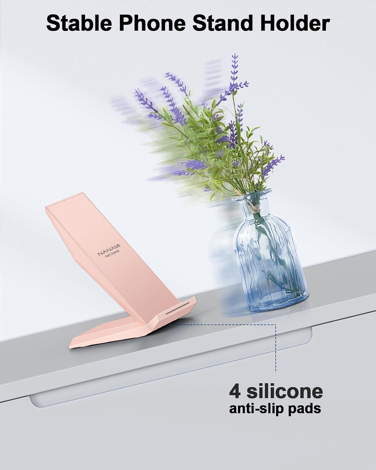 Wireless Charger - Wireless Charging Stand Compatible with iPhone 17/17 Air/16/15/14/13/12/11 Pro, 10W Phone Charger Dock Desktop Charging for Samsung Galaxy S26/S26+/S25/S24/S23/S22/S21/S20