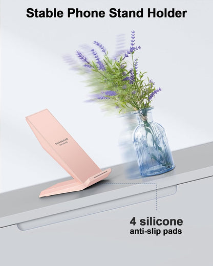 Wireless Charger - Wireless Charging Stand Compatible with iPhone 17/17 Air/16/15/14/13/12/11 Pro, 10W Phone Charger Dock Desktop Charging for Samsung Galaxy S26/S26+/S25/S24/S23/S22/S21/S20