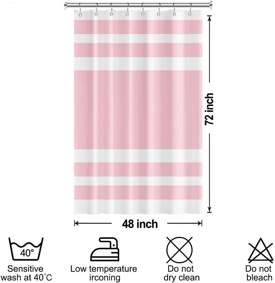 White Pink Waffle Stall RV Bathroom Shower Curtain 48"x72"