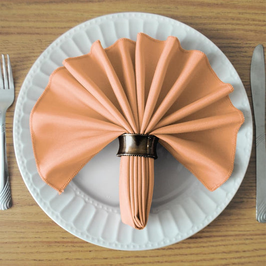 17x17 Inch Polyester Cloth Napkins, Set of 12 (Peach)