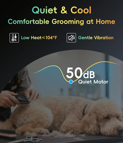 Dog Grooming Clippers for Thick Heavy Coats 3 Speeds Low Noise Pet Grooming Kit Cat Eletric Clipper with 10FC Ceramic & Stainless Steel Blade,Black