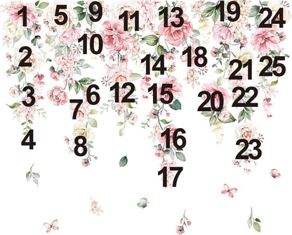 Pink Flowers Wall Decals Hanging Vine Floral Wall Stickers (XL)