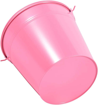 7 Pack Pink Metal Buckets with Handle Galvanized Ice Pails for Plants, Succulents, Party Favors Organizing, Rustic Home Decor or Classrooms Pencil Storage (7.1 x 5.2 inch)